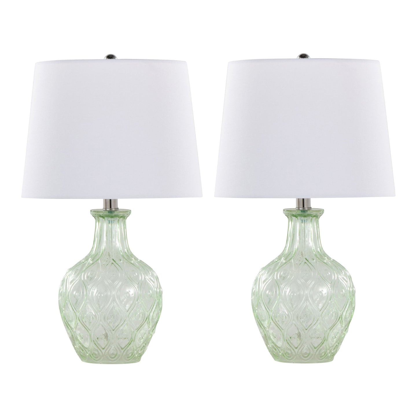 Gloria - Round Contemporary Lamp (Set of 2) - Clear Recycled Spanish / Chrome / White