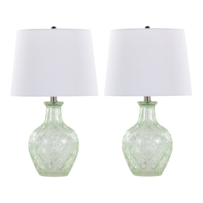 Gloria - Round Contemporary Lamp (Set of 2) - Clear Recycled Spanish / Chrome / White