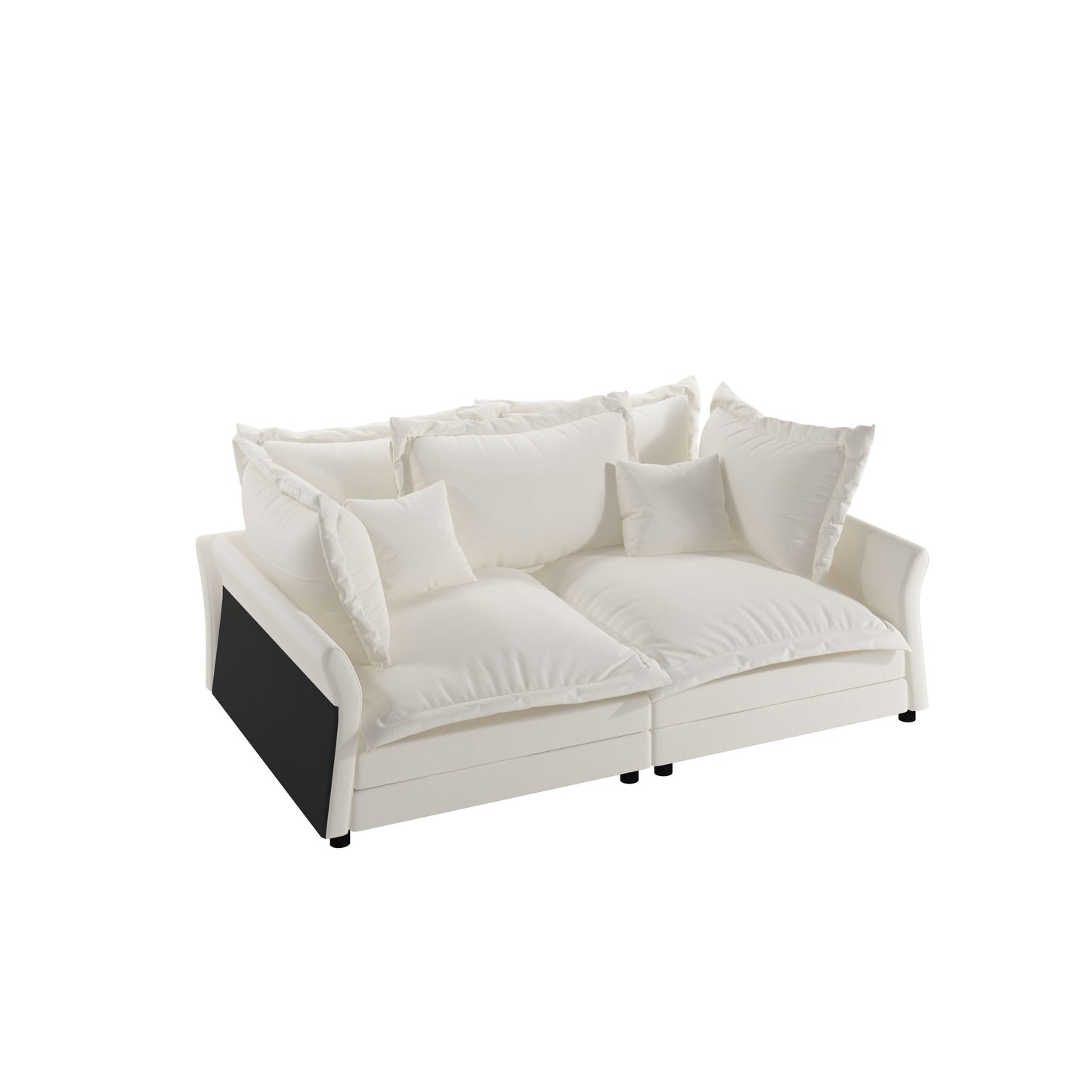 Modern Comfy Upholstered Sofa Cloud Couch, Deep Seat Couches With Multiple Large Soft Pillows, Convertible Deep Seat Chaise Longue For Living Room - Beige
