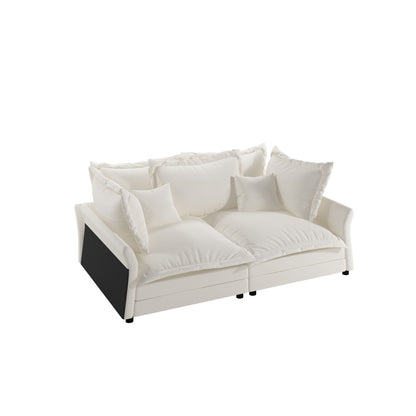 Modern Comfy Upholstered Sofa Cloud Couch, Deep Seat Couches With Multiple Large Soft Pillows, Convertible Deep Seat Chaise Longue For Living Room - Beige