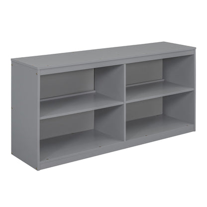 Full Size Loft Bed With Retractable Writing Desk And 4 Drawers, With Lateral Portable Desk And Shelves - Gray
