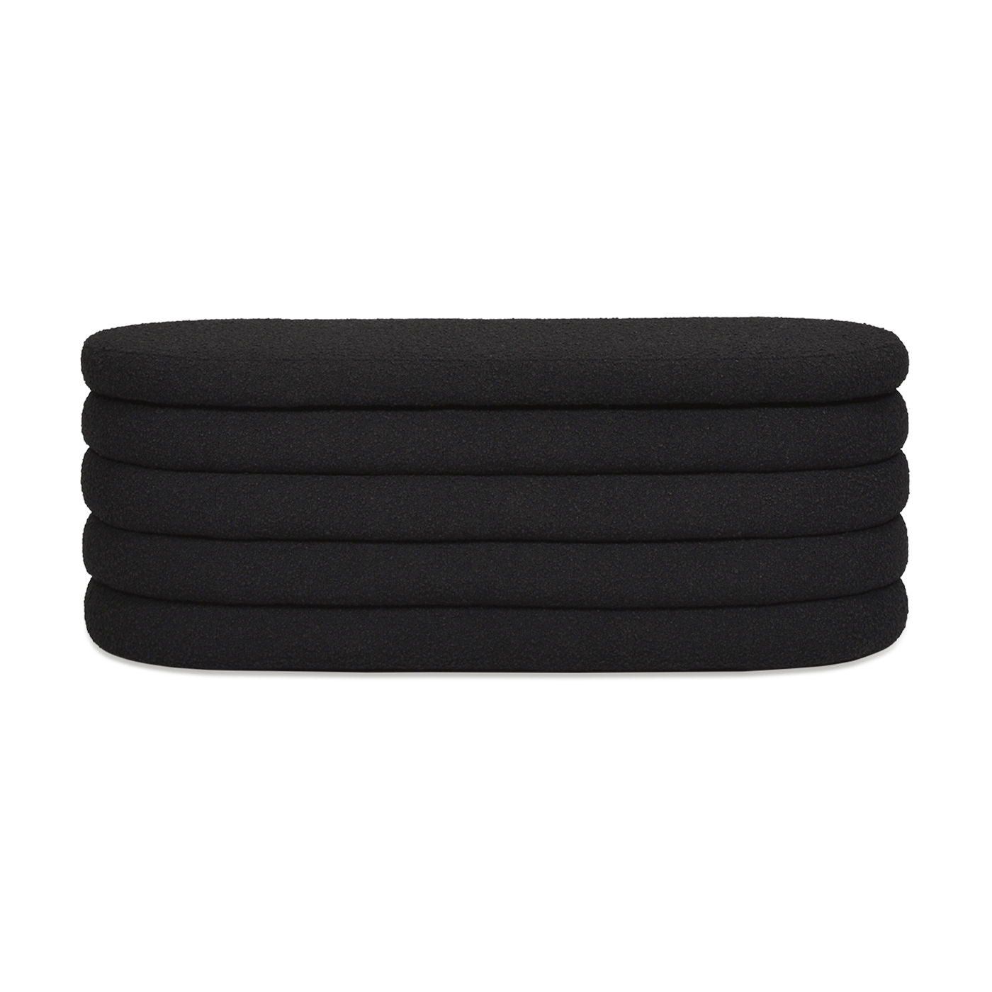 Fuji - Upholstered Oval Storage Bench - Ebony Black