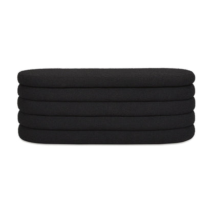 Fuji - Upholstered Oval Storage Bench - Ebony Black