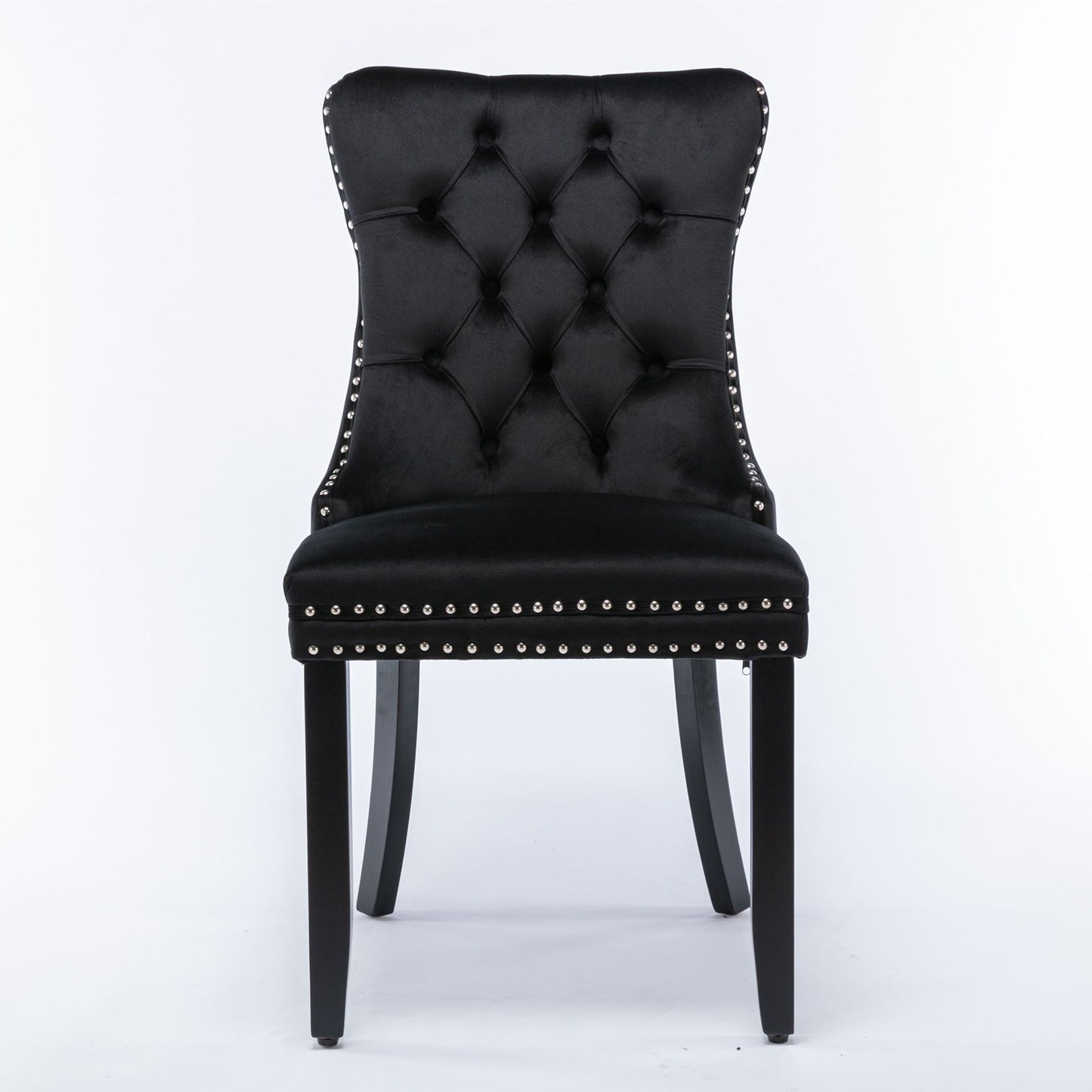 Nikki - Modern, High-End Tufted Solid Wood Contemporary Velvet Upholstered Dining Chair With Wood Legs Nailhead Trim (Set of 2) - Black