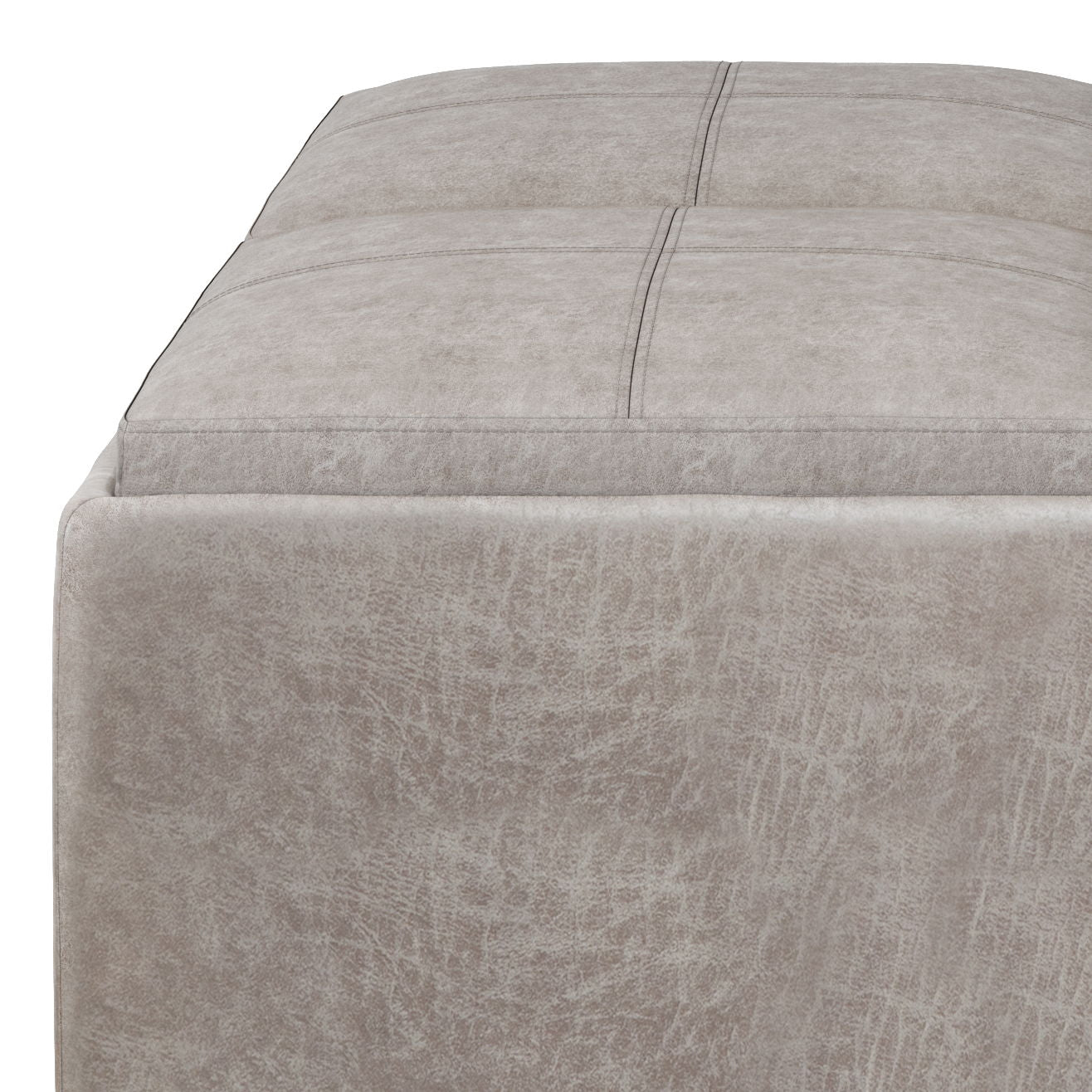 Avalon - Square Coffee Table Storage Ottoman - Distressed Gray Taupe