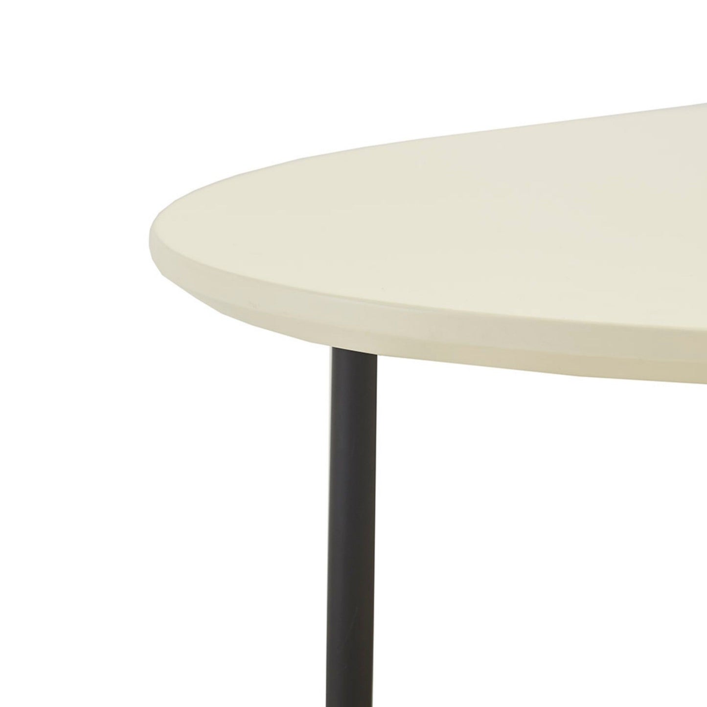 Oval Coffee Table With Metal Legs - White / Natural