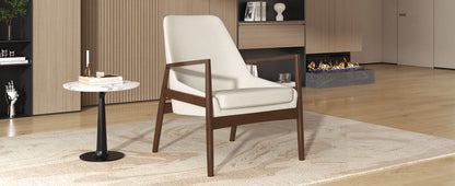 Accent Chair, Mid-Century Modern Armchair With Solid Wood Frame, Reading Leisure Chair With High Back For Living Room - Beige