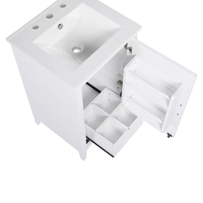 Modern 20.3" Bathroom Vanity With Sink, Functional Drawer, Soft Closing Door - White