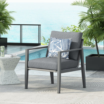 Modern Aluminum Lounge Chair With Rope Accents And Cushions For Indoor And Outdoor Spaces - Gray
