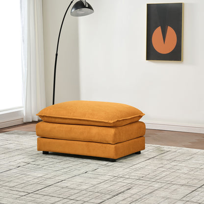 Modular Chenille L Shaped Sofa With Ottoman, Deep Seat, Cushions - Orange
