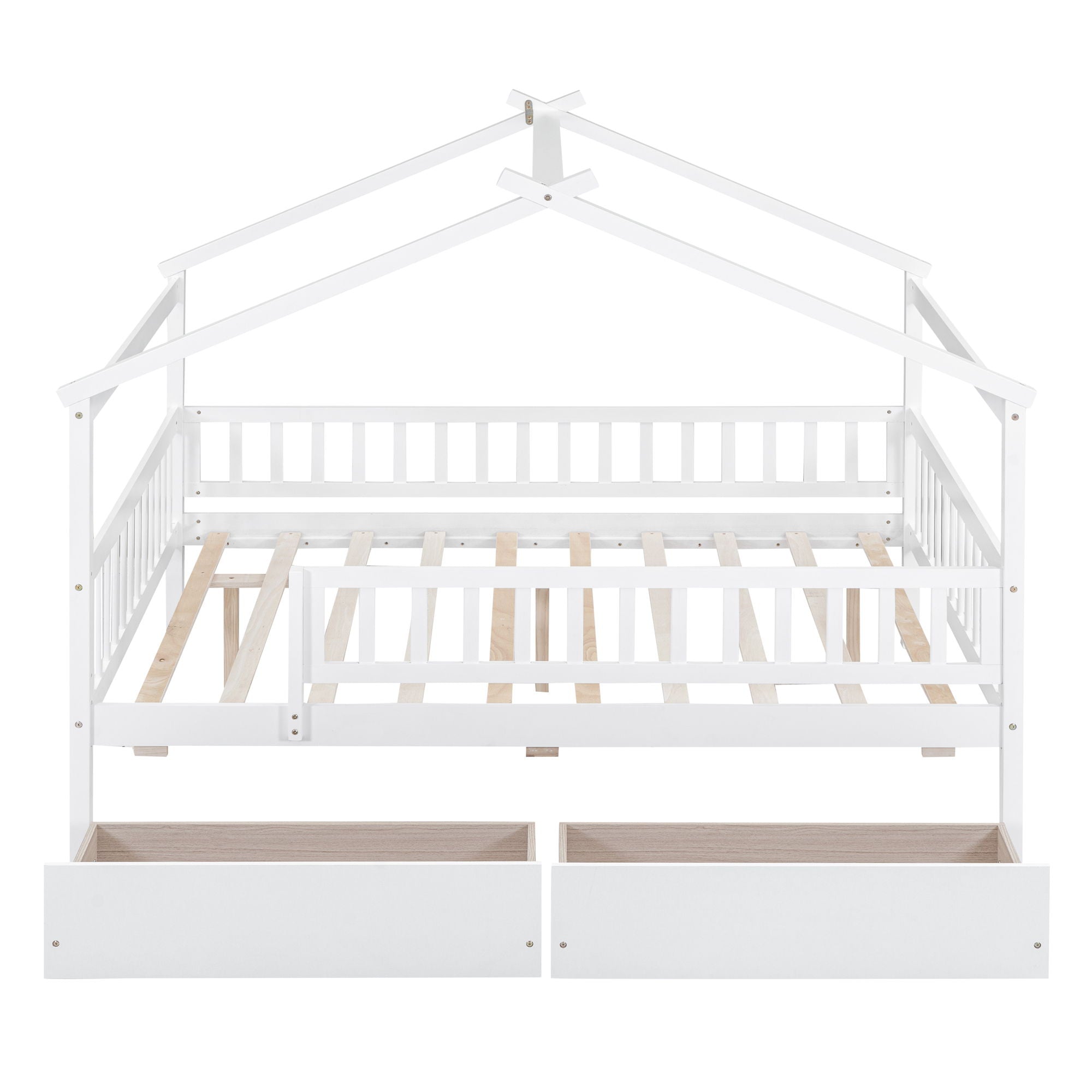 Full Size House Bed With 2 Drawers - White