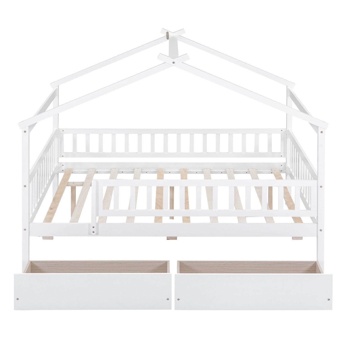 Full Size House Bed With 2 Drawers - White