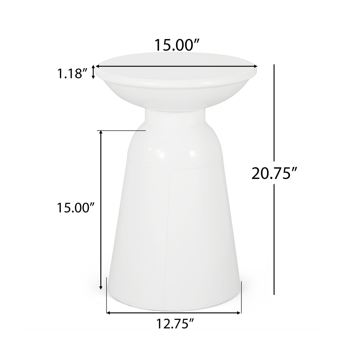 Outdoor, Metal End Table Large - White