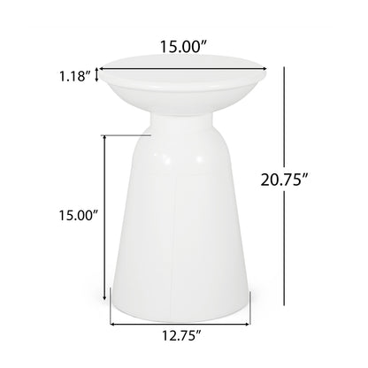 Outdoor, Metal End Table Large - White