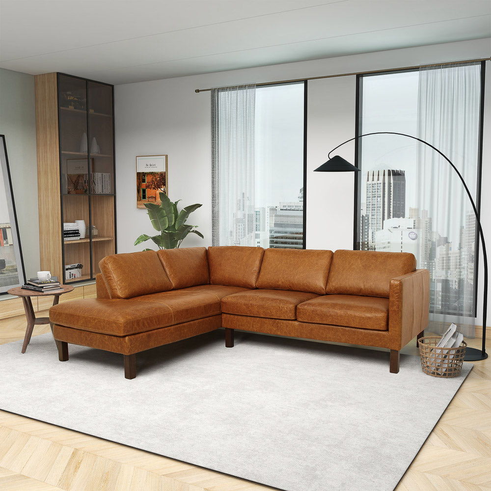 Juno - Sectional Left Waxy Sofa - Cognac