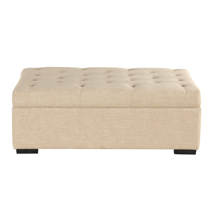 Convertible Folding Sofa Bed Ottoman With Memory Mattress And Tufted Design - Beige