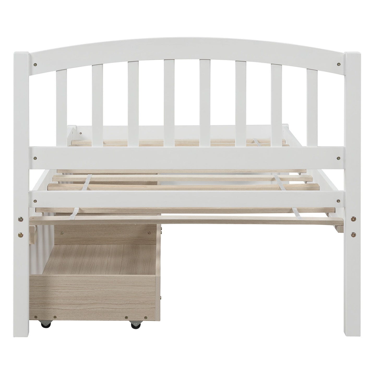 Twin Platform Storage Bed Frame With Two Drawers And Headboard - White