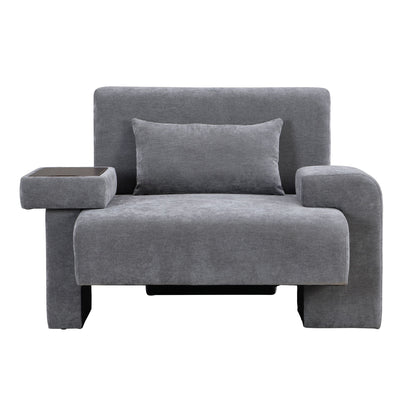 Modern Oversized Armchair, Wide Mid-Century Chair With Pillow Upholstered, Sturdy Wood Frame & Soft Cushion For Living Room - Gray