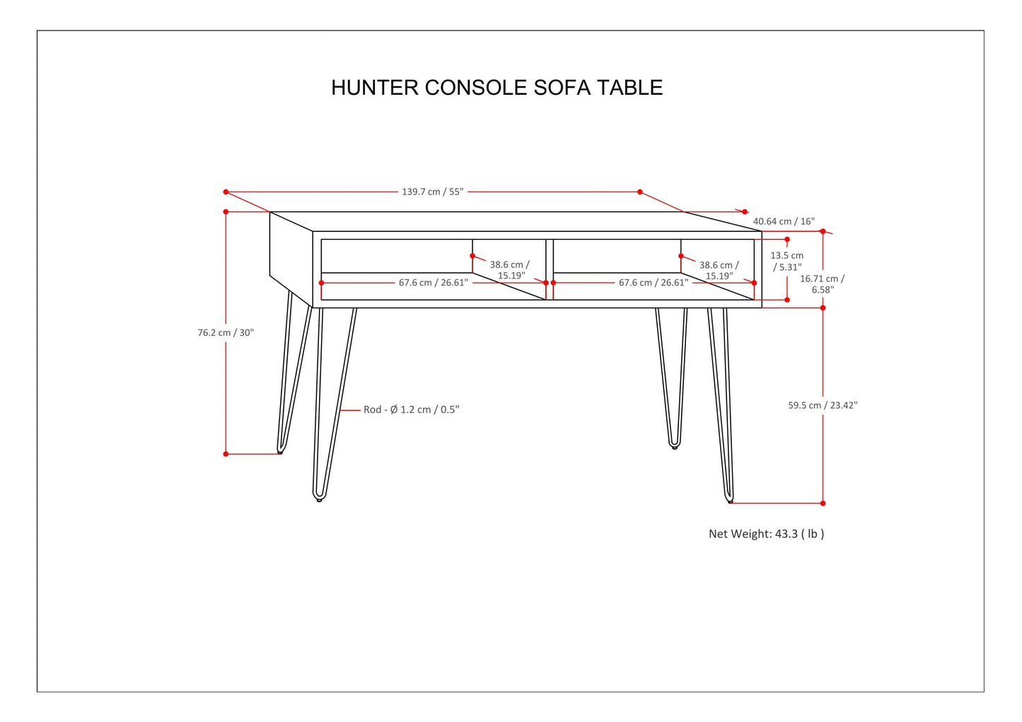 Hunter - Console Sofa Table - Natural