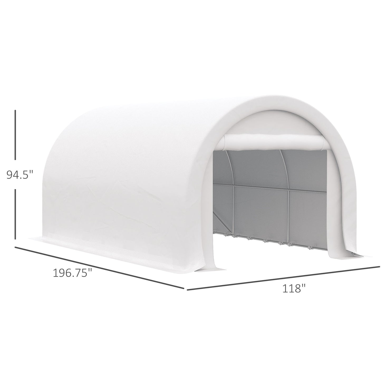 Outsunny - 10' x 16' Carport, Heavy Duty Portable Garage Storage Tent With Large Zippered Door, Anti-Uv Pe Canopy Cover For Car, Truck, Boat, Motorcycle, Bike, Garden Tools, Outdoor Work - White