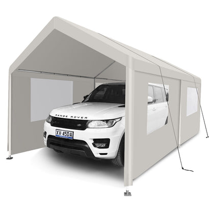 Carport, 10x20 Heavy Duty Portable Carport Garage Tent For Outdoor Storage Shelter - White