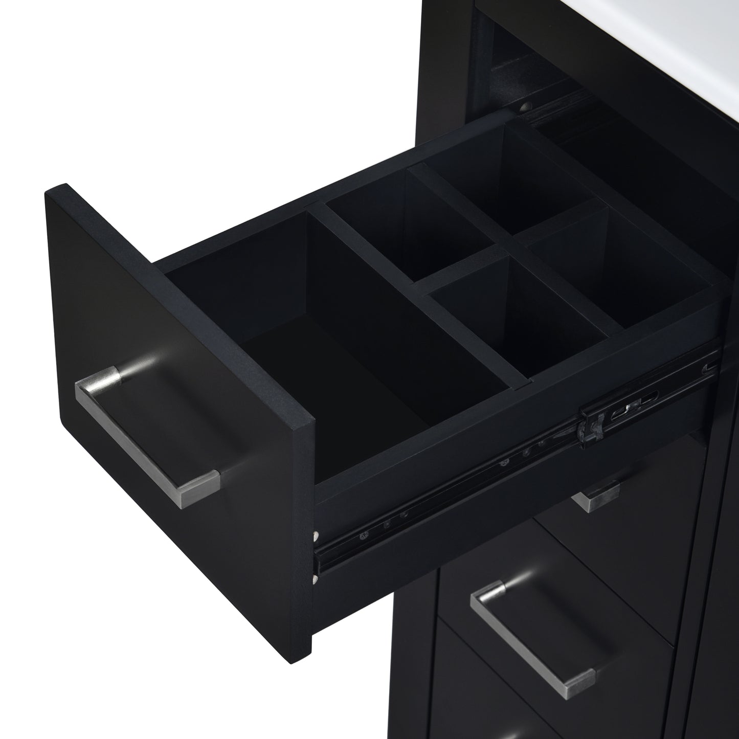 Bathroom Vanity With Ceramic Sink Combo, Frame Bathroom Storage Cabinet, Freestanding Vanity Set With 3 Drawers & Soft Closing Doors - Black