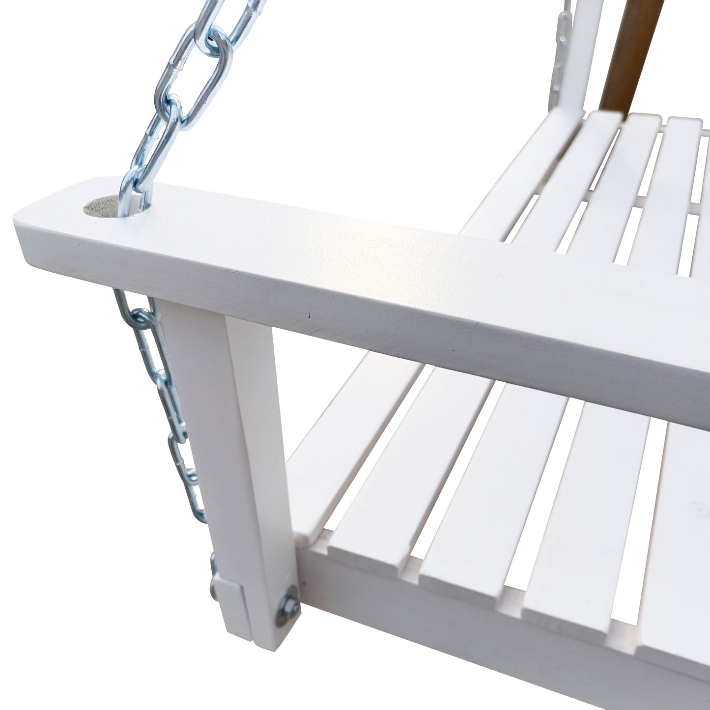 Front Porch Swing With Armrests For Outdoor Patio, Garden Yard, Backyard Or Sunroom - White
