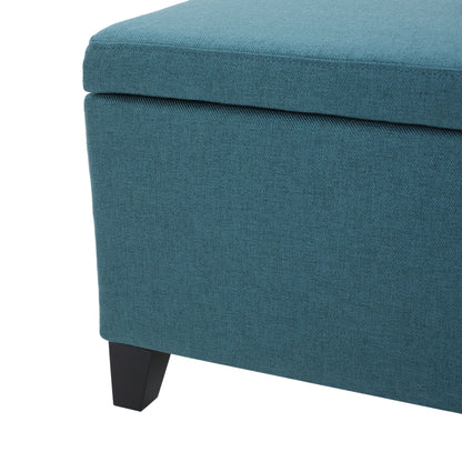 Storage Ottoman Bench With Polyester Upholstery And Wood Frame - Teal