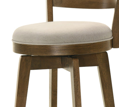 Joplin - Ladder Back Counter Height Swivel Chair With Upholstered Seat - Walnut