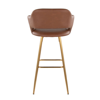 Margarite - Contemporary Fixed Height Barstool With Square Footrest (Set of 2) - Gold / Brown Gold
