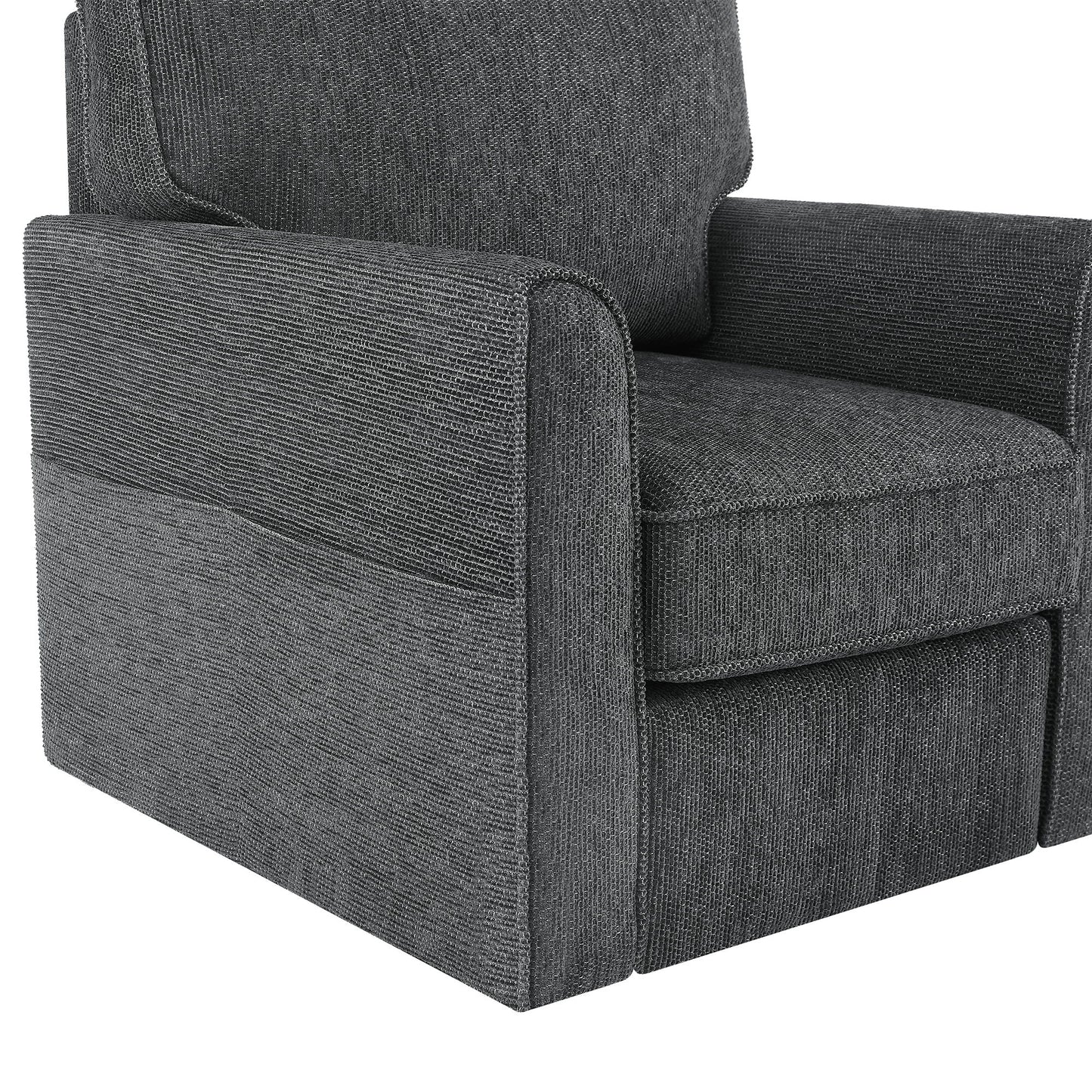 360 Degree Swivel Chair Accent Barrel Armchair With Side Pockets, Compact Design For Living Room, Bedroom, Office - Gray