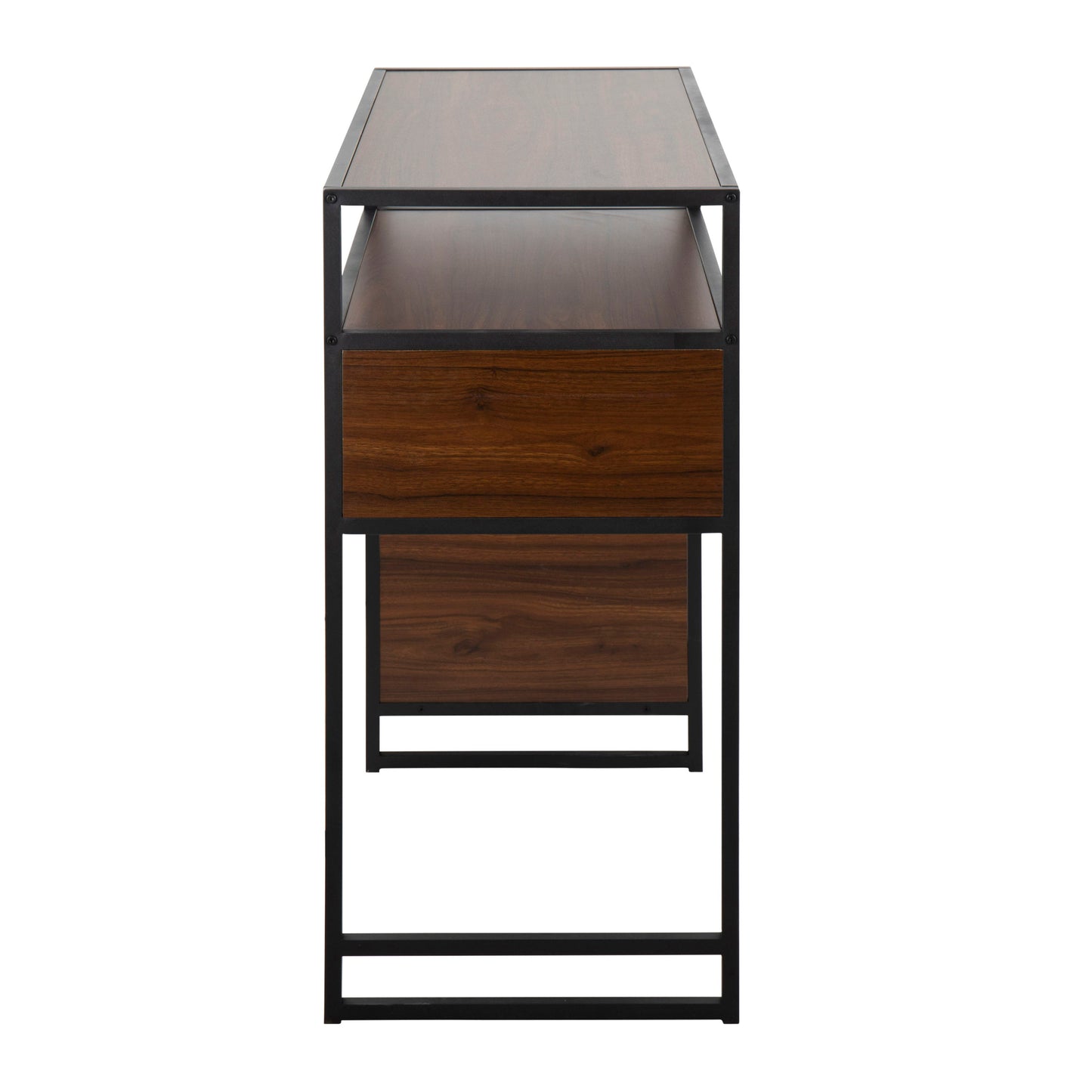 Display Farmhouse Bar Height Table With Storage Space - Black / Walnut
