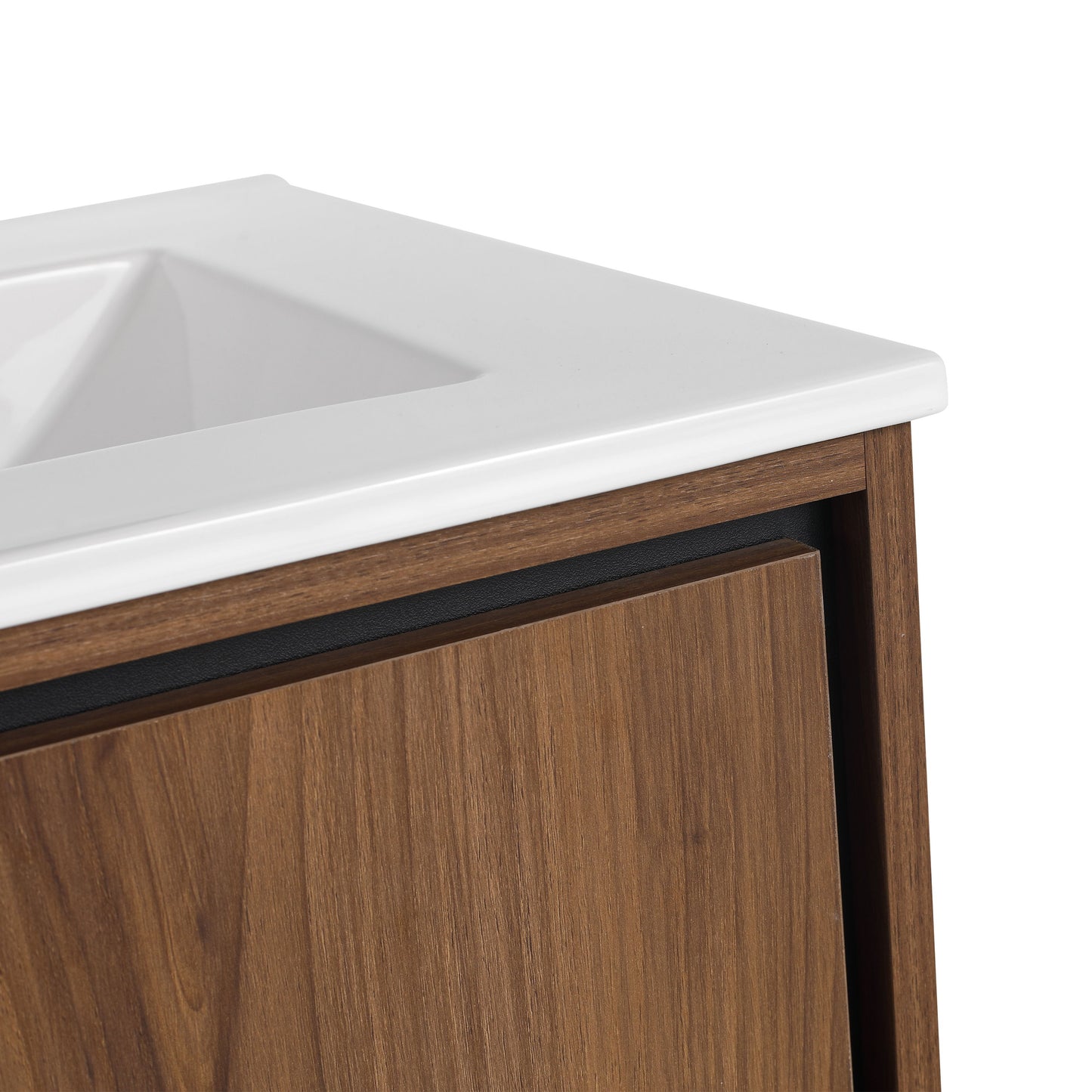 Modern 24'' Bathroom Vanity With Top Sink Storage Cabinet - Brown