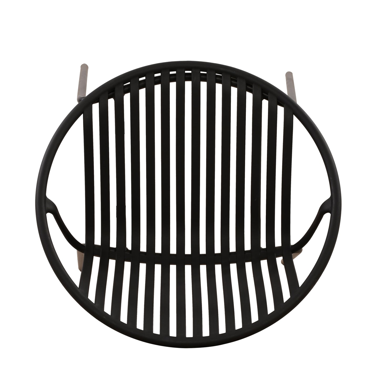 Modern Metal And Polypropylene 7 Piece Outdoor Dining Set With Stackable Chairs - Black