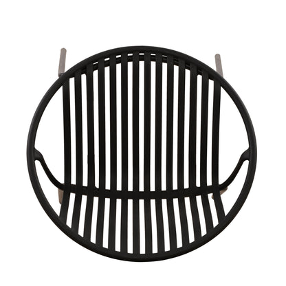 Modern Metal And Polypropylene 7 Piece Outdoor Dining Set With Stackable Chairs - Black