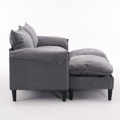 Convertible Combination Sofa, Sofa U Shaped, Sofa With Footstools With Storage - Gray Sofa For Living Room, Living Room 2 Seater Combination Sofa Gray - Gray