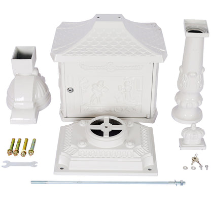 Cast Aluminum Mail Box, Postal Box, Mailbox - White