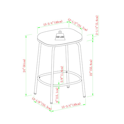 Modern Simple Counter Stool With Upholstered Seat (Set of 2) - Ivory