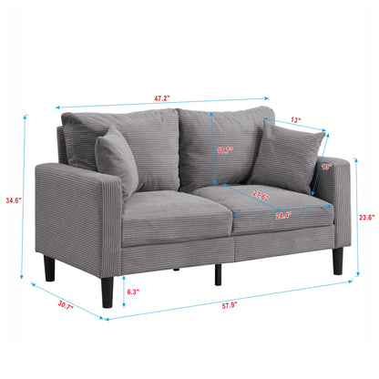 Modern Upholstered Resilience Loveseat Sofa With Wooden Frame, Comfy 2 Seat For Small Space - Light Gray