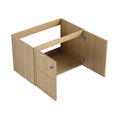 Modern 30" Wall Mounted Bathroom Vanity With Soft Closing Doors, Excluding Sink - Oak