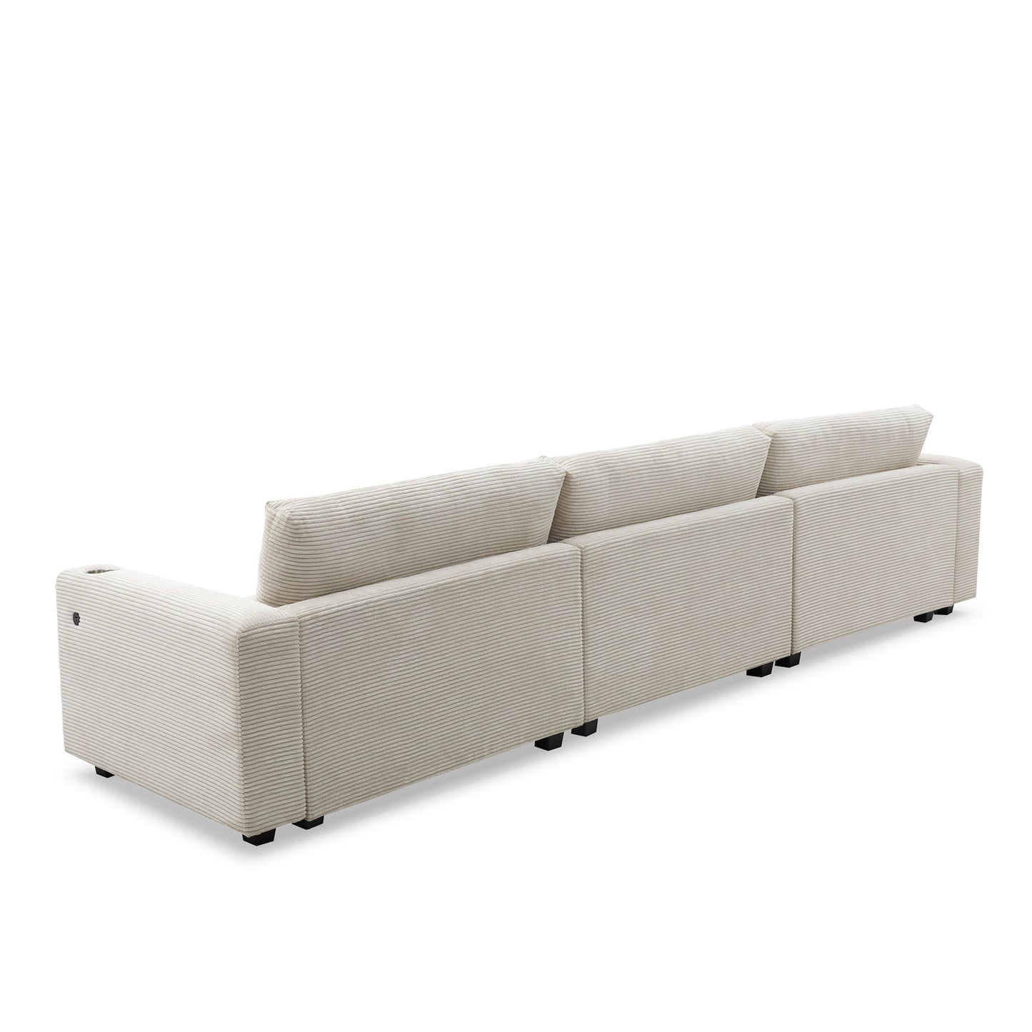 Oversized Sectional L Shaped Cloud Couch With USB Charging Port Cup Holder Deep And Wide Seat Sofa With Chaise Comfy - Beige