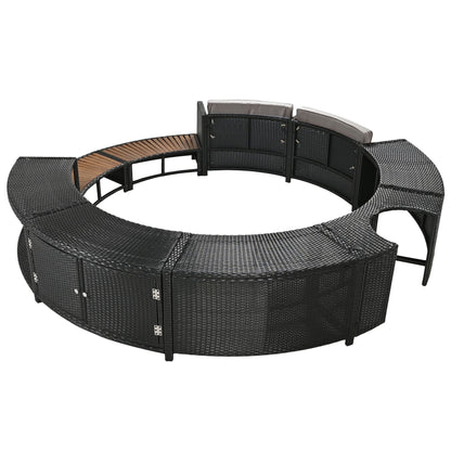 Spa Surround Spa Frame Patio Rattan Sofa Set With Storage Spaces, Mini Sofa And Comfortable Cushion For Patio, Backyard - Gray