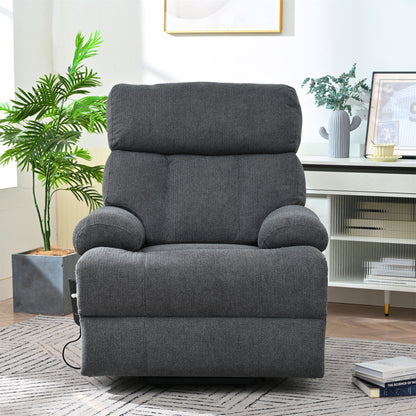 Oversized Power Lift Recliner Chair, Electric Fabric Recliner Chair, Home Theater Seating, Reclining Sofa Chair With Remote Control, Side Pocket, Spacious Seat - Dark Gray