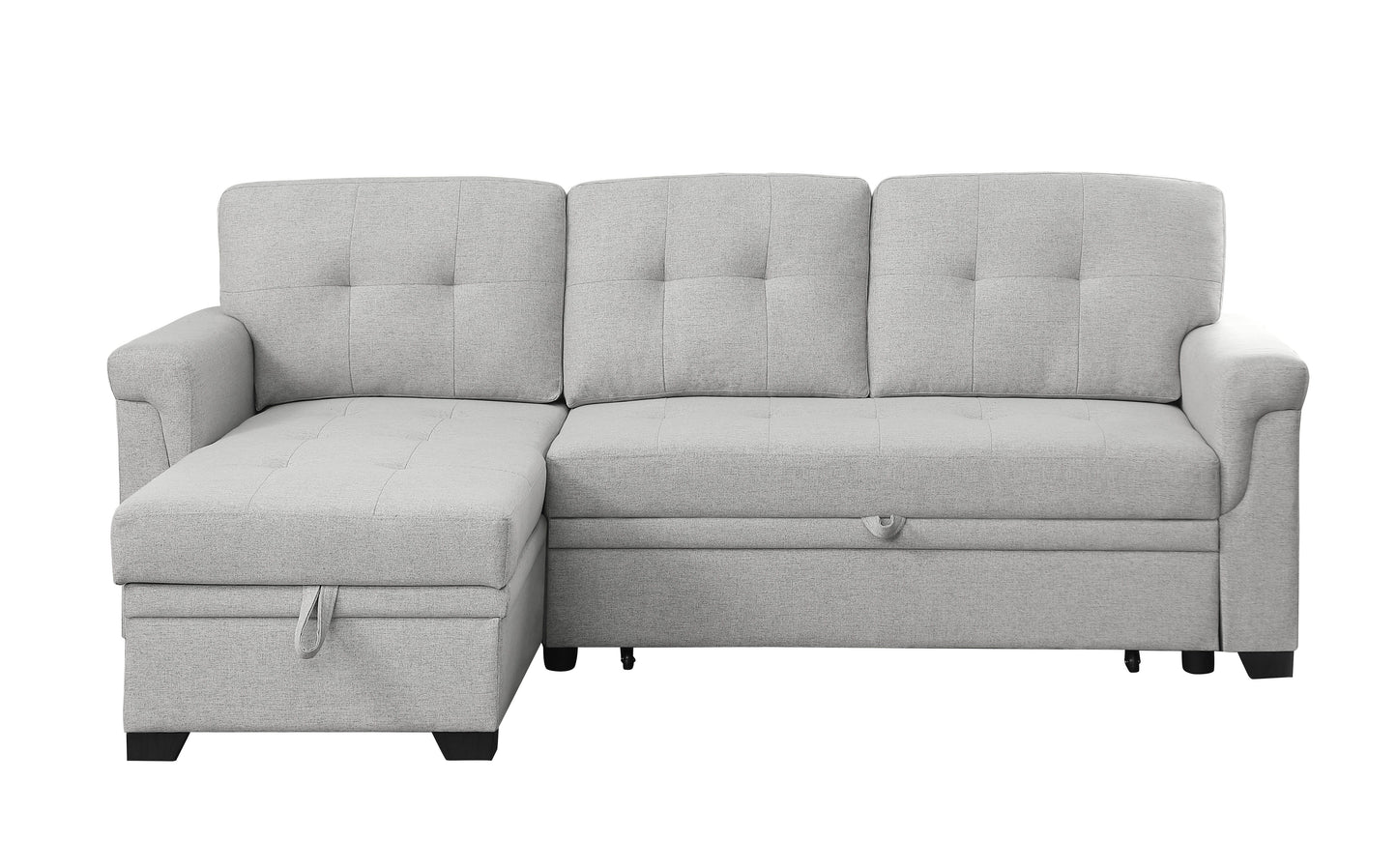Sierra - Reversible Sleeper Sectional Sofa With Storage Chaise - Light Gray