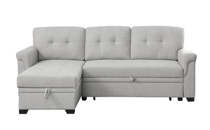 Sierra - Reversible Sleeper Sectional Sofa With Storage Chaise - Light Gray
