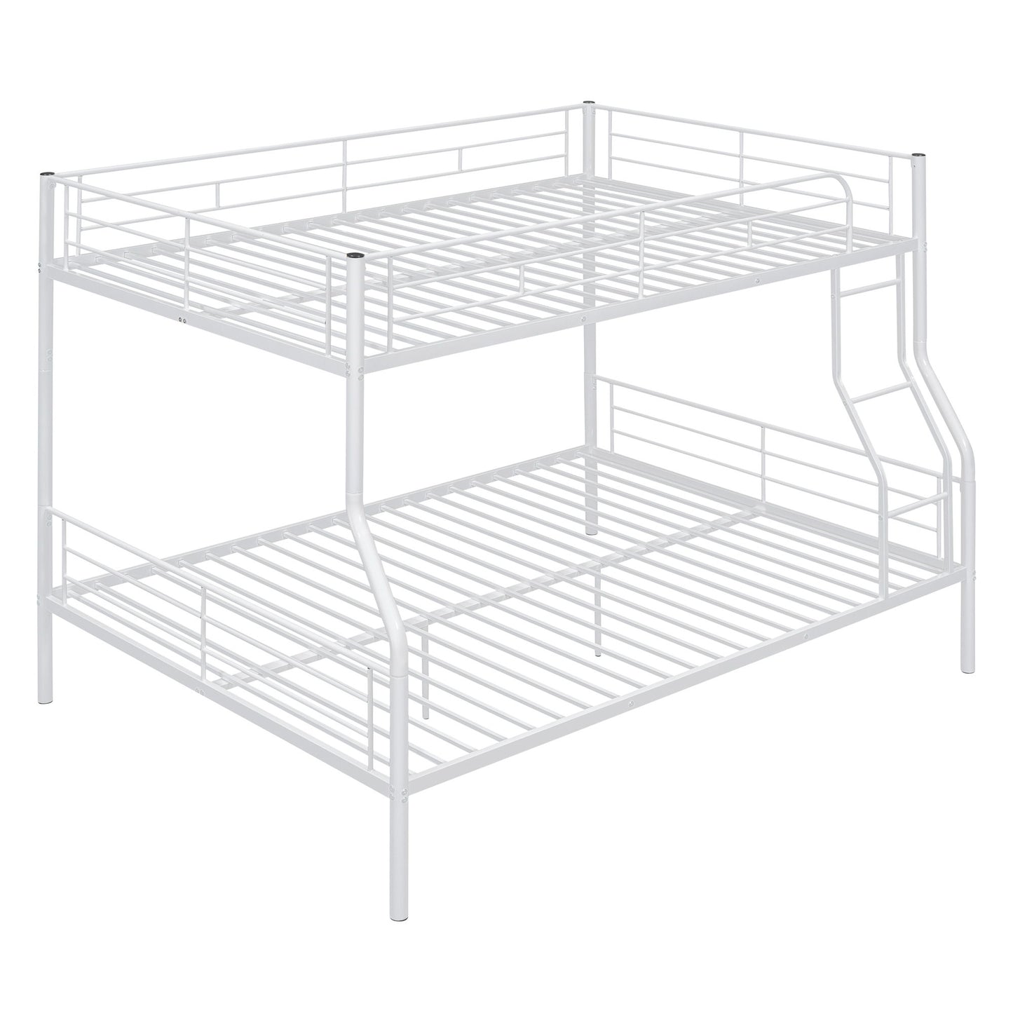Full Long Over Queen Metal Bunk Bed - White