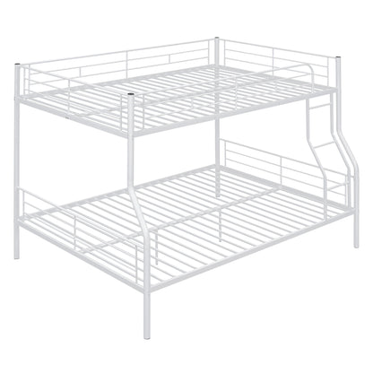 Full Long Over Queen Metal Bunk Bed - White