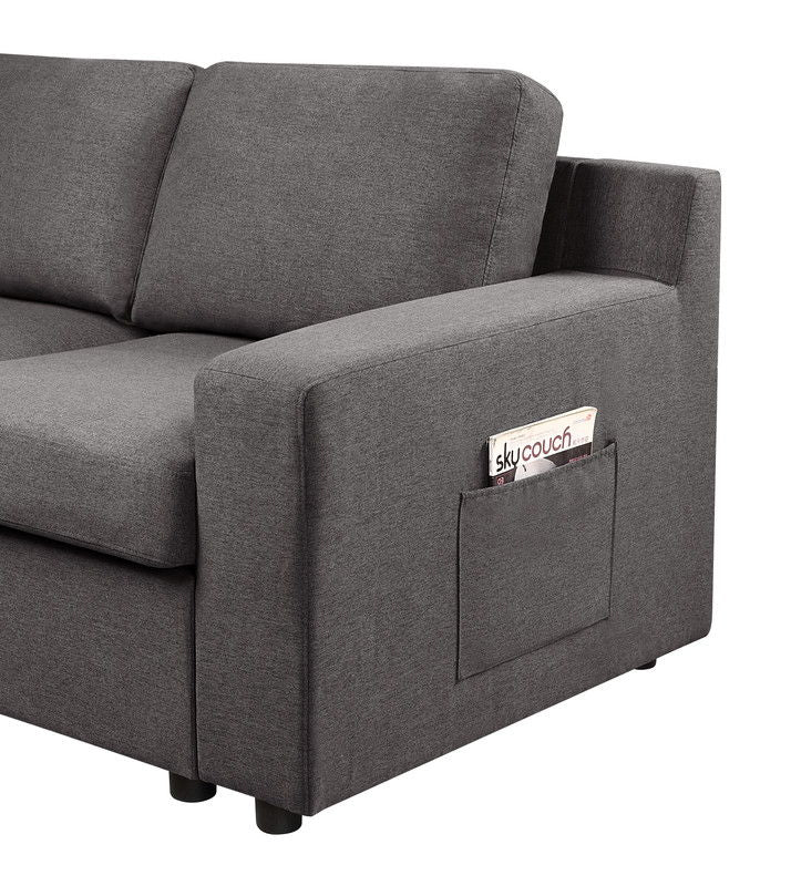 Waylon - Linen 4 Seater Sofa With Pockets - Gray
