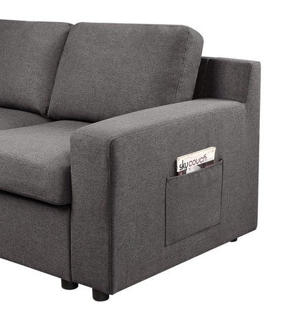 Waylon - Linen 4 Seater Sofa With Pockets - Gray