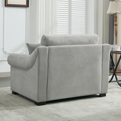 Modern Chenille Oversized Armchair, Chair And A Half, Single Sofa For Bedroom, Living Room, Wide - Light Gray